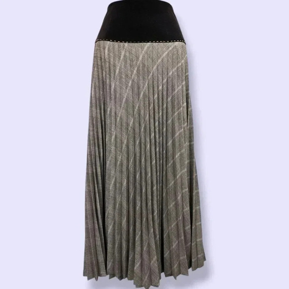 Vintage Carole Little Brown Pleated Skirt - Picture 1 of 6